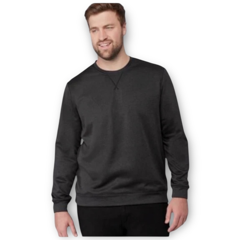 NWT 32 Degrees Mens Lightweight Heathered Crewneck Pullover Small Black